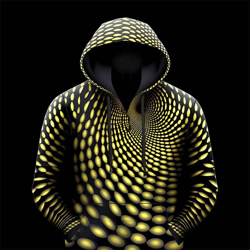 Men's Graphic Optical Illusion Hoodie Hoodies Sweatshirt Fashion Daily Long Sleeve Hooded Vacation Sports Outdoor Holiday Yellow Pink Print Front Pocket Spring &  Fall Designer2