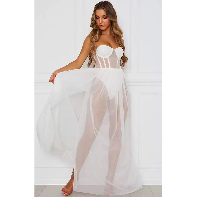 Women's Backless Sexy Erotic Sexy Lingerie Sexy Bodies Nightwear - Acrylic Spandex Solid Colored Sexy Lingerie Set Home Outfits4