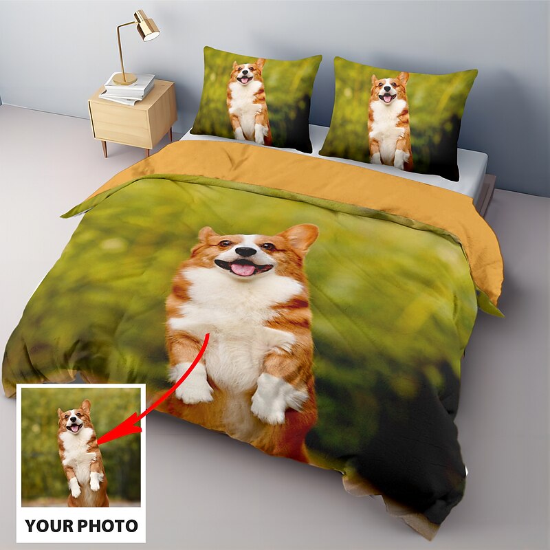 Custom Duvet Cover Set Personalized Bedding Set Photo Comforter Best Graduation Gift Custom Gifts for Family,Pets,Friends,Couples2