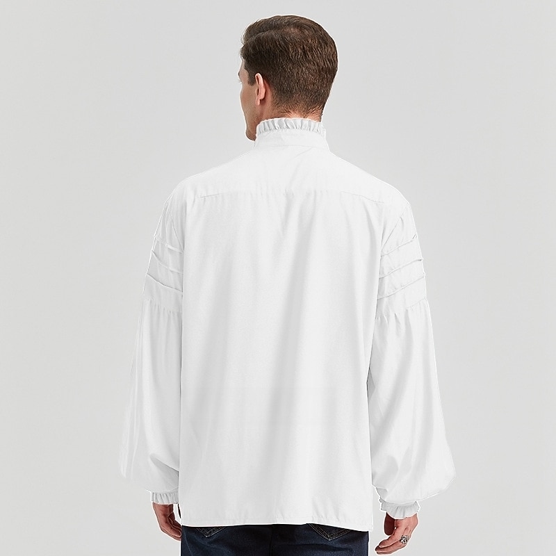 Retro Vintage Punk & Gothic Medieval Blouse / Shirt Masquerade Vampire Knight Ritter Outlander Flounced Solid Colored Fancy Dress Men's Pirate Fantasy Royal Carnival Masquerade Performance Party2