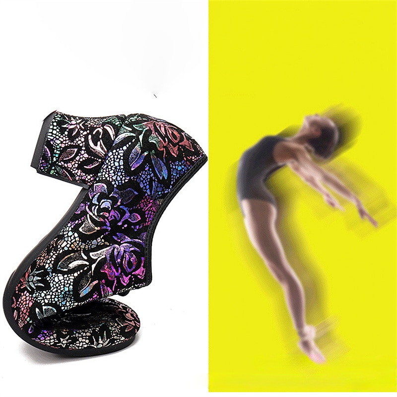 Women's Colorful Floral Latin Dance Shoes, Lace - Up Ballroom Dance Heels with Medium Heel for Eye - Catching Performances2