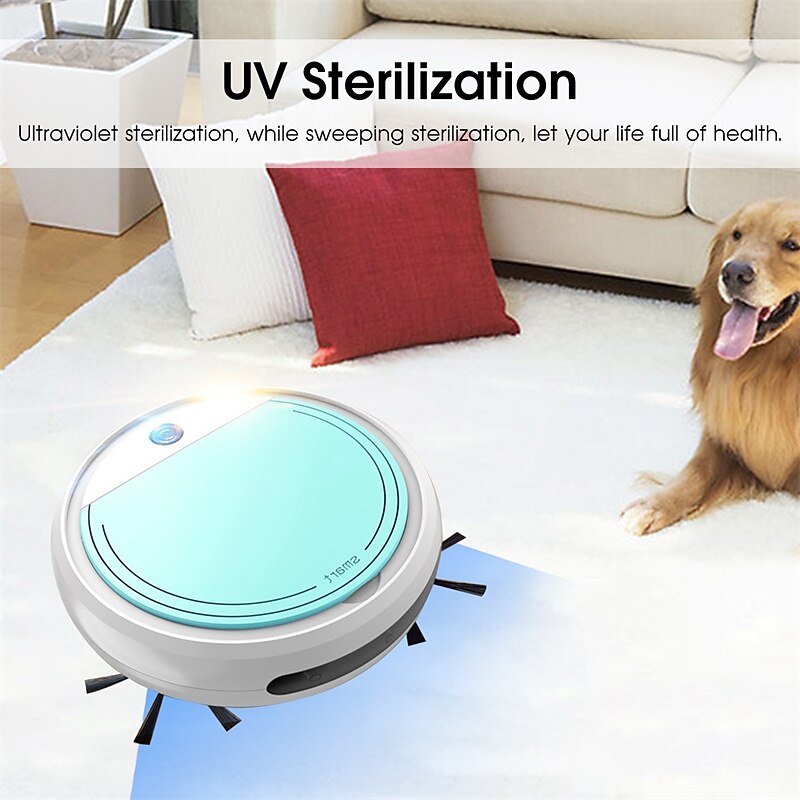 4 IN 1 Function Strong Suction  New Smart Sweeping Robot Automatic Vacuum Cleaner Powerful Dust Catcher with UV Sterilization Function for Home Office Floor Garbage & Dirt Cleaning4