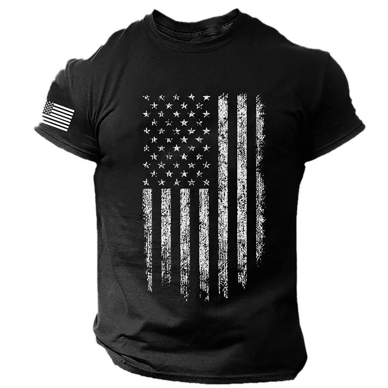 Veterans Day Men's Patriot Patriotic Veteran National Flag T shirt Tee Top Cotton Short Sleeve Graphic Shirt Black White Red Comfortable Tee Sports Outdoor Holiday Fashion Designer