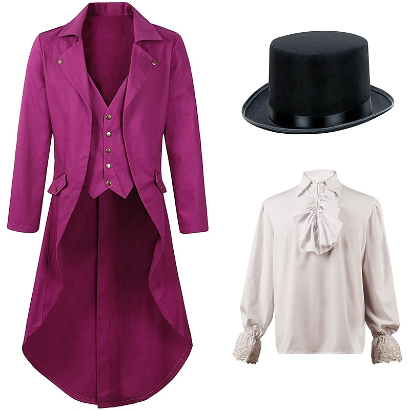Retro Vintage Medieval 18th Century Coat Hat Tuxedo Vampire Knight Ritter Fancy Dress Men's Fantasy Steampunk Party / Evening Adults' Coat4