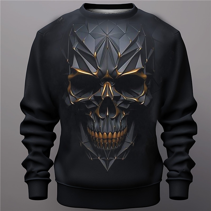 Men's Graphic Skulls Sweatshirts Golf Pullover Sweatshirt Long Sleeve Sweatshirt Crew Neck Fashion Daily Casual 3D Print Vacation Holiday Going out Print Spring &  Fall