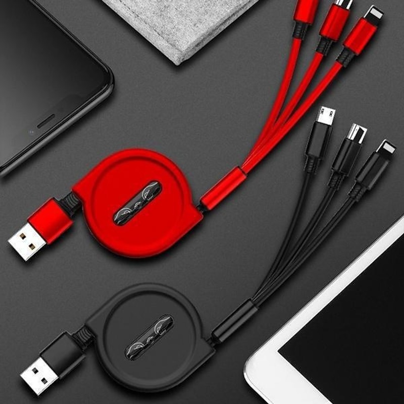 2023 New 3 In 1 Retractable USB Cable Mobile Phone Universal Charger Cable Fast Charging Cable USB Cable for Iphone for samsung for HUAWEI  for Xiaomi for OPPO for Google3
