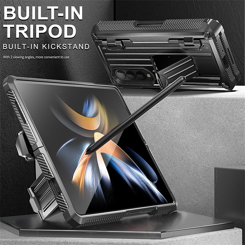 Phone Case For Samsung Galaxy Z Fold 5 Z Fold 4 Z Fold 3 with Stand Holder with Screen Protector Shockproof PC2