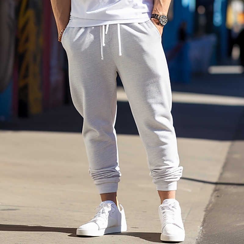 Men's Fleece Pants Sweatpants Joggers Pocket Drawstring Elastic Waist Plain Comfort Breathable Outdoor Daily Going out Fashion Casual Black Navy Blue