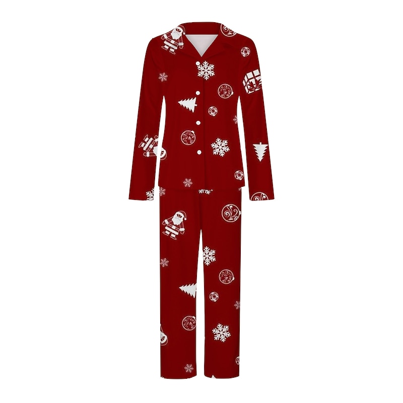 Family Christmas Family Pajamas Pajamas Graphic Cartoon Home Print Black White Red Long Sleeve Mommy And Me Outfits Active Matching Outfits2