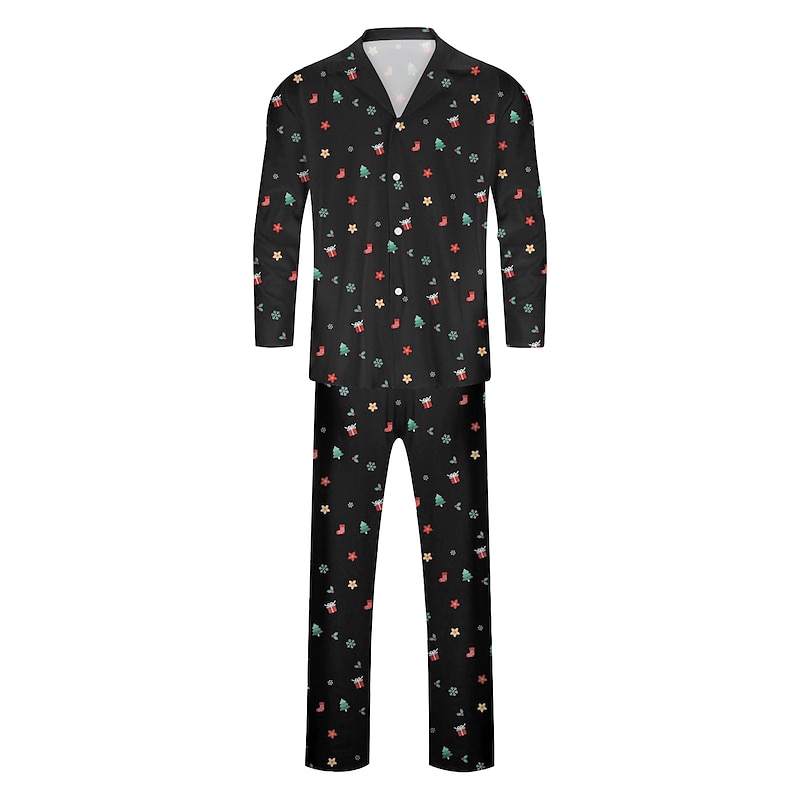 Family Christmas Family Pajamas Pajamas Graphic Cartoon Home Print Black White Red Long Sleeve Mommy And Me Outfits Active Matching Outfits4