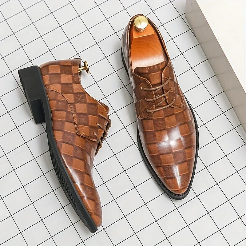 Men's Oxfords Brogue Metallic Shoes Walking Casual Daily Leather Comfortable Booties / Ankle Boots Loafer Black A Black Brown Spring Fall2