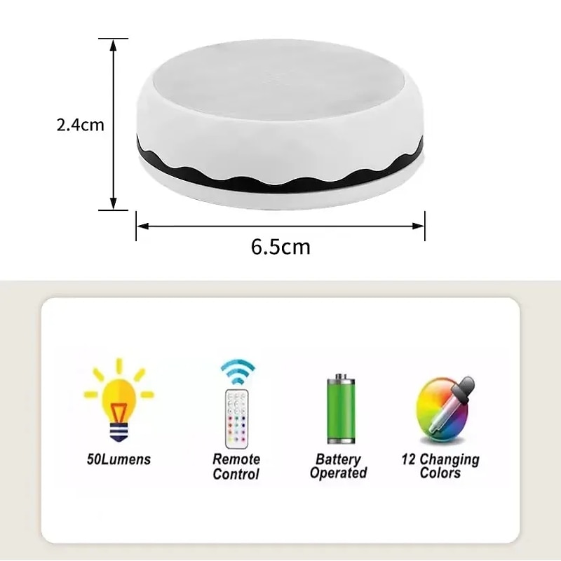 LED Puck Light 3/6pcs Under-Cabinet Light 13 Colors LED Spotlight Infrared RGB Touch Cabinet Ambient Dimming Night Light Pat Hockey Light Timer with Remote Control3