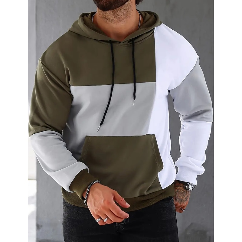 Men's Hoodie Black Pink Army Green Blue Hooded Color Block Pocket Sports & Outdoor Daily Holiday Streetwear Cool Casual Spring &  Fall Clothing Apparel Hoodies Sweatshirts