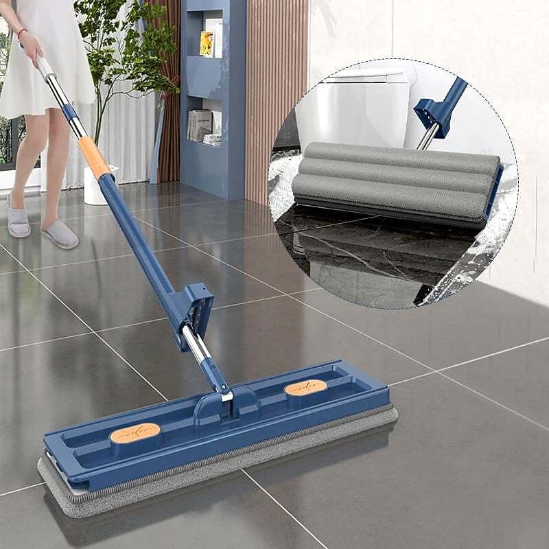 Large Flat Mop, 360° Rotatable Large Surface Microfiber Flat Squeeze Mop, with Dewatering Scraper Tool, Stainless Steel Long Handle Mop for Floor, Window2