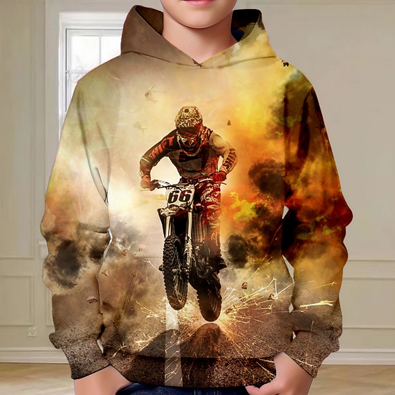 Boys 3D Dinosaur Hoodie Pullover Long Sleeve 3D Print Fall Winter Fashion Streetwear Cool Kids 3-12 Years 4-12 Years Outdoor Casual Daily Regular Fit