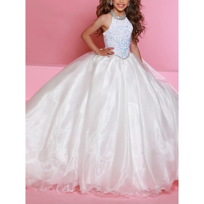 Princess Sweep / Brush Train Flower Girl Dress Wedding Party Girls Cute Prom Dress Organza with Solid Color Mini Bridal Fit 3-16 Years dress to impress