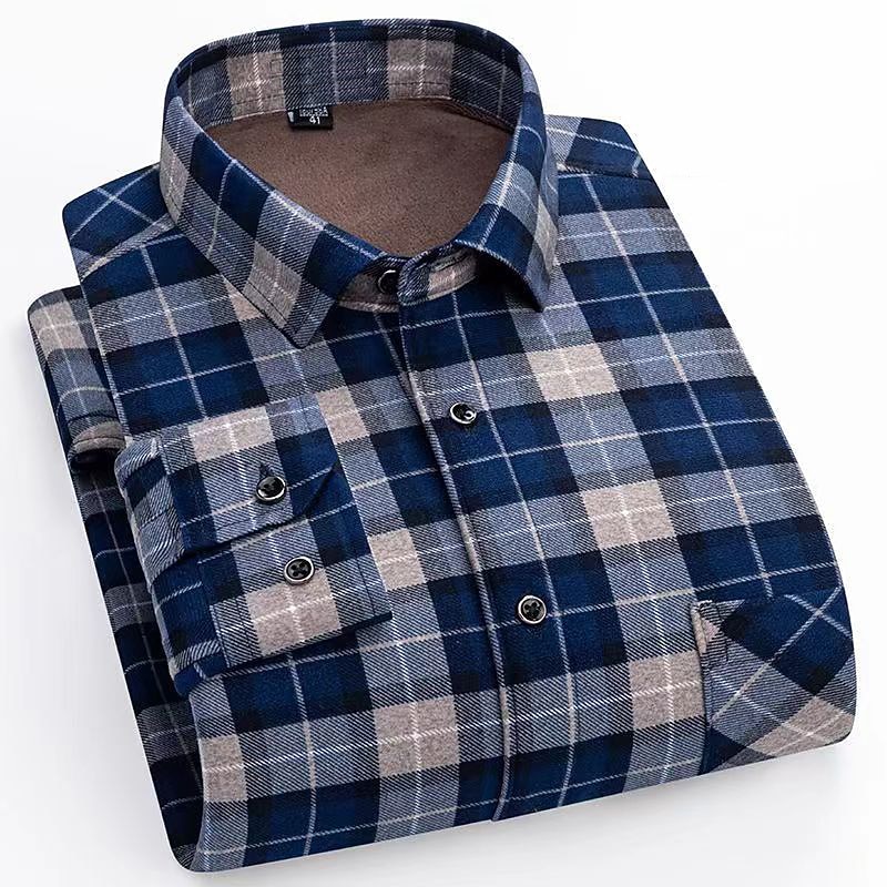 Men's Shacket Plaid / Striped / Chevron / Round Vacation New Year Dark Red Yellow Red Blue Long Sleeve Classic Collar Fall / Winter Clothing Apparel Print4