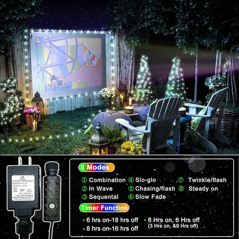 100m Outdoor Waterproof LED Light Strips String Lights Christmas String Lights 1000 LEDs 329FT White Creative String Lights Holiday Lights Party Holiday Wedding 29V2