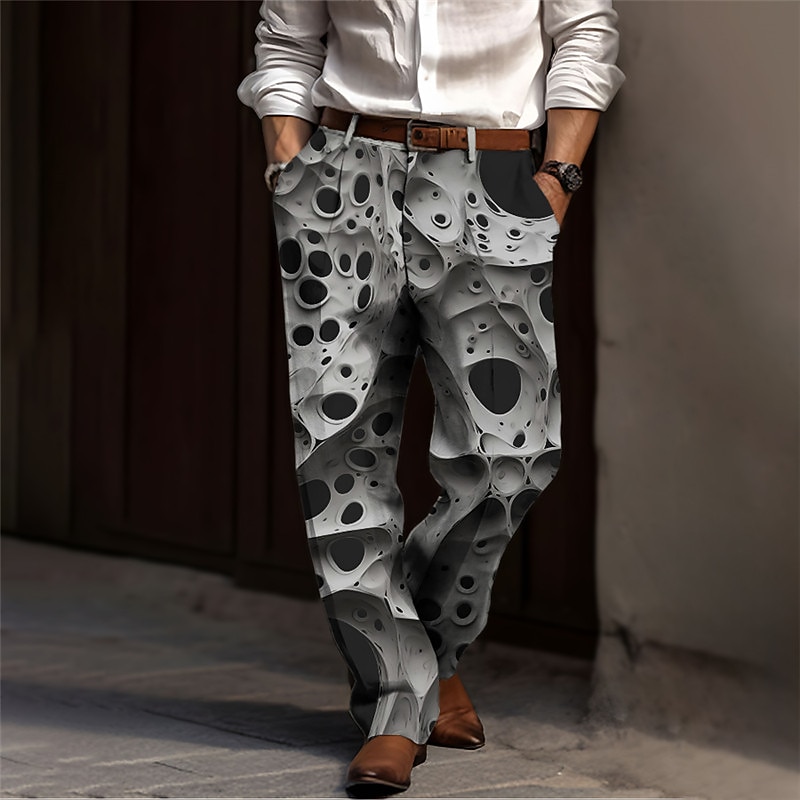 Skeleton Abstract Gothic Men's 3D Print Dress Pants Pants Trousers Outdoor Street Wear to work Polyester White Yellow Blue S M L High Elasticity Pants4