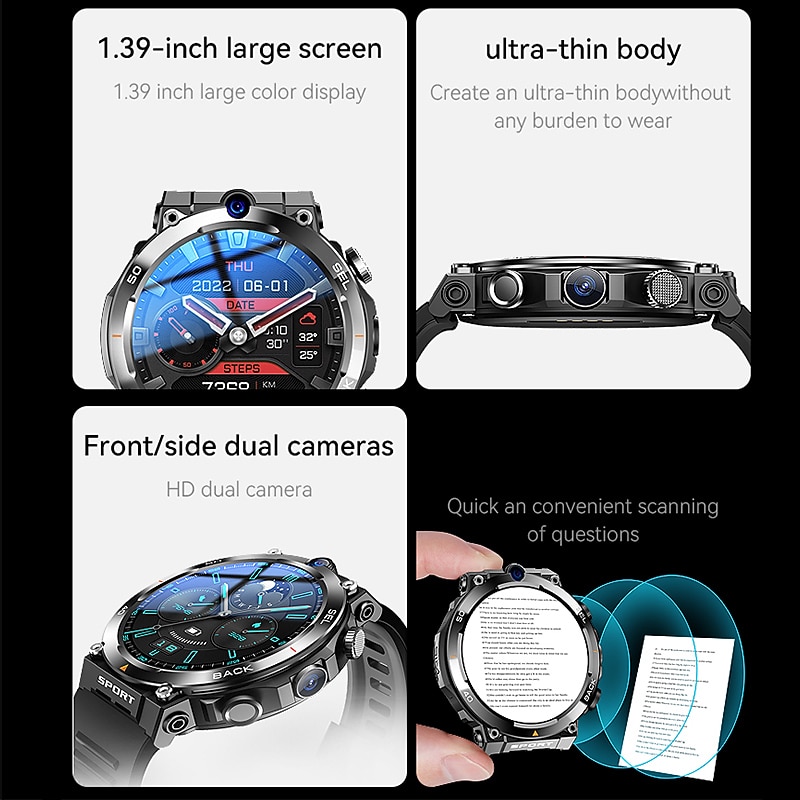 New Smart Watch 1.5 Men HD Dual Camera GPS 4G Smartwatch Video Calls WIFI Waterproof NFC APP Download Sports Fitness Women Smartwatch3