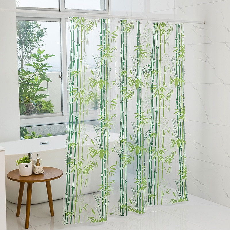 PEVA Shower Curtain 180cm*180cm(70"*70") Washable Waterproof Pattern Bamboo Forest3
