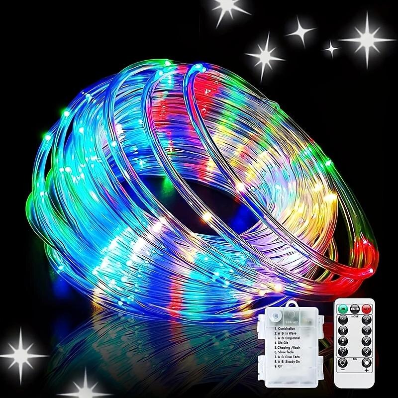 1 Pack Timing Function String Light, Adjustable Brightness Light String, Tube Sleeve Light, Indoor and Outdoor Decorative Lights, Holiday Christmas Decorative Lights, Waterproof 3AA3