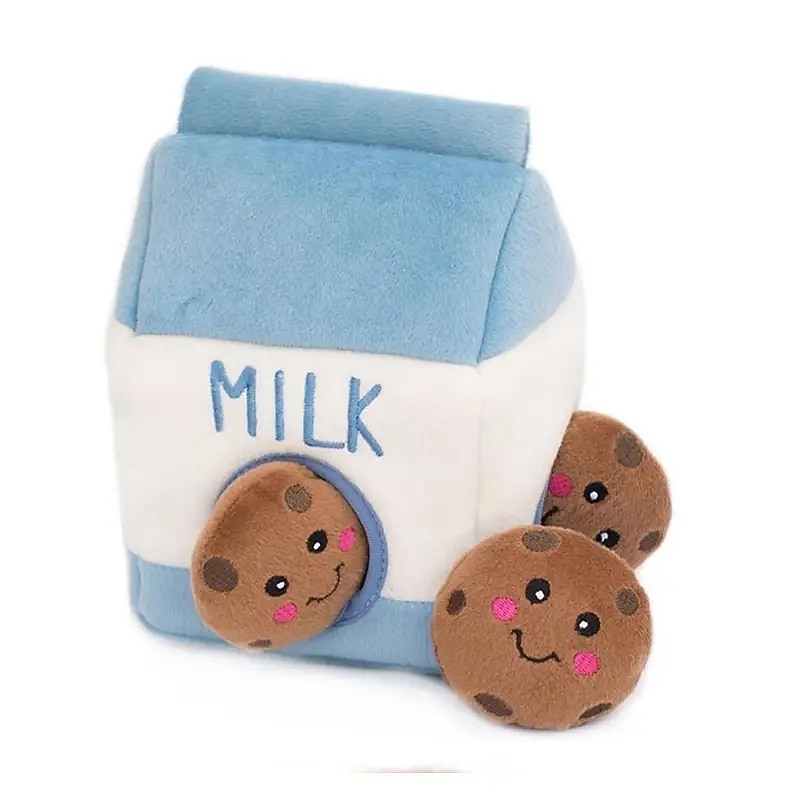 Milk Box Shaped Dog Plush Toy Squeaky Dog Hide And Seek Puzzle Toy With Sound Interactive Dog Food Leaking Dispenser Toy Dog Snuffing Toy4