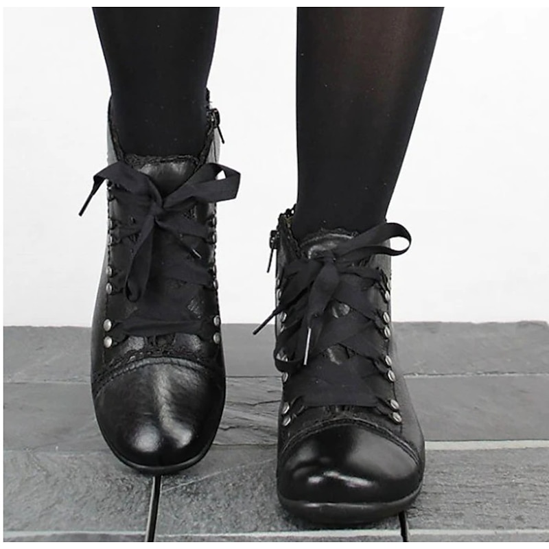 Women's Victorian Green Lace-Up Ankle Boots - Perfect for Vintage Themed Events and Unique Everyday Style2