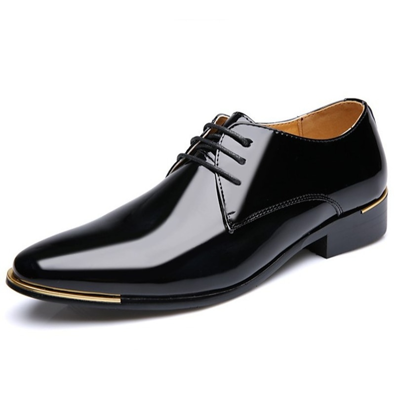 Men's Patent Leather Dress Shoes – Classic Black Oxford Lace-Up Formal Shoes for Business, Weddings & Office Wear2