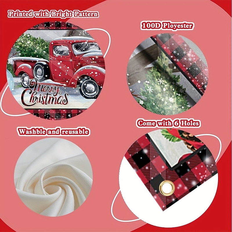 Christmas Door Decorations Outdoor Garage Door Cover Xmas Door Banner Gifts Snow Truck Large Door Mural Backdrop Decoration forHoliday Home Wall Decorations2