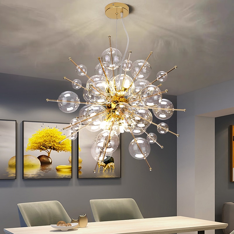 Bubbles Chandelier 65cm Globle Design Chandelier Gold Silver for Kitchen Island Living Room Dining Room Bedroom Lights 110-240V