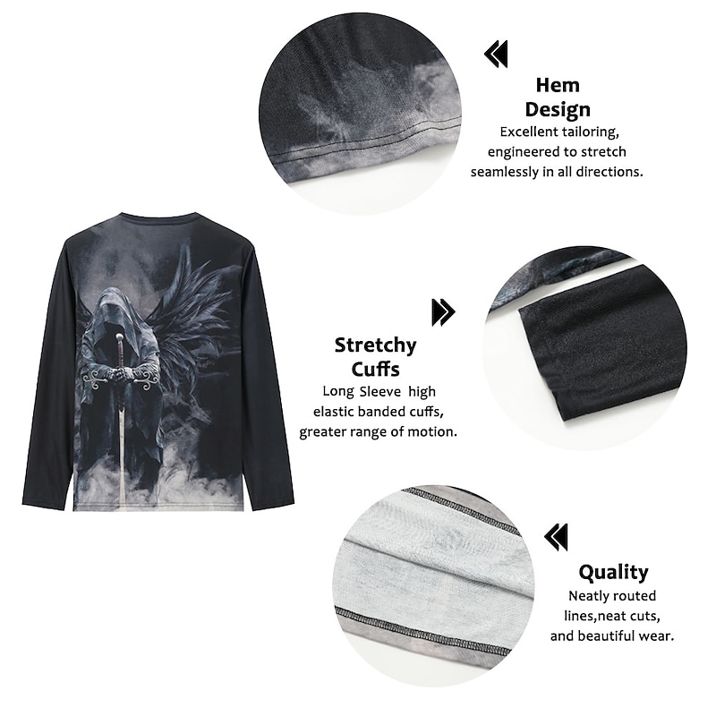 Men's T shirt Tee Tee Graphic Human Collar Green Black Blue Purple Yellow 3D Print Outdoor Street Long Sleeve Lace up Print Clothing Apparel Basic Designer Casual Classic3