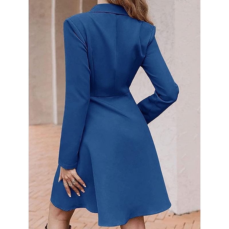 Women's Party Dress Cocktail Dress Work Dress Button Shirt Collar Long Sleeve Midi Dress Winter Dress Office Formal Black Blue Fall Winter3