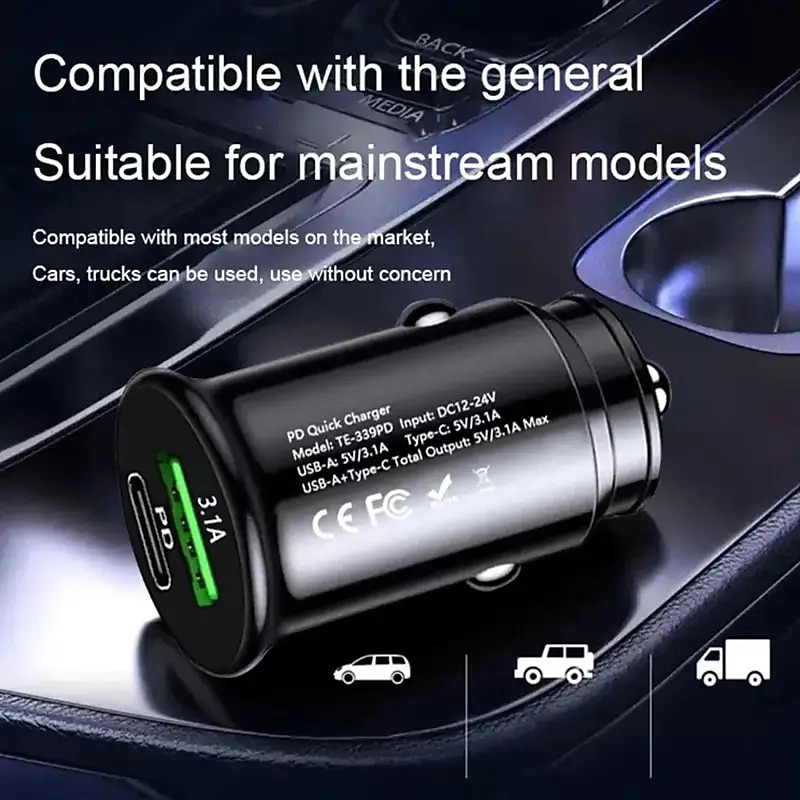 Fast Car Chargers USB PD Type C QC 3.0 Outlet Adapter Fast Charging For 12V 24V Car Truck Boat RV Motorcycle 12V/24V2