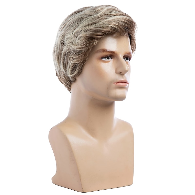 Men Short Blonde Wigs Short Layered Mixed Blonde Wig Synthetic Replacement Costume Halloween Natural Hair Wigs2