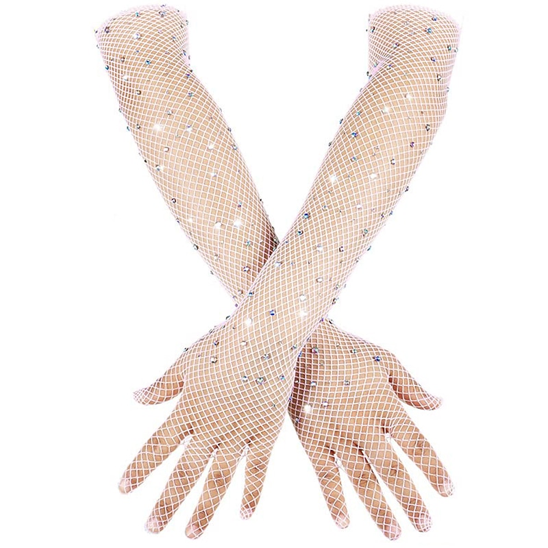Fishnet Long Gloves Glitter Mesh Arm Sleeve 1950s 1920s Opera Sheer Gloves for Women4