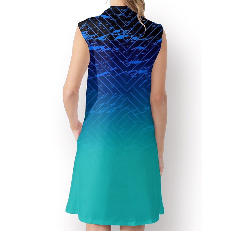 Women's Golf Dress Blue Sleeveless Sun Protection Tennis Outfit Ladies Golf Attire Clothes Outfits Wear Apparel4