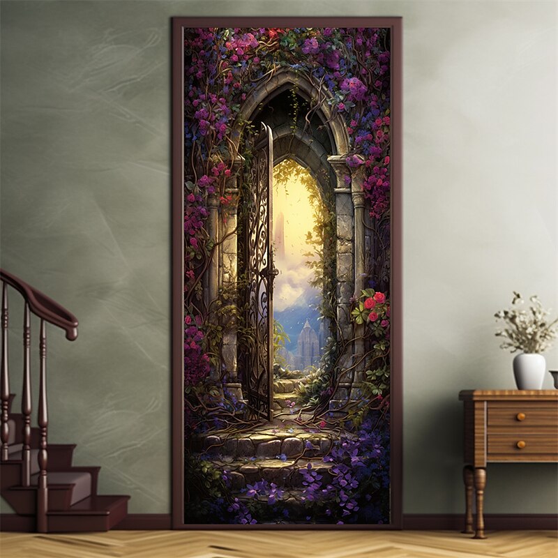 Floral Doorway Door Covers Door Tapesty Door Curtain Decoration Backdrop Door Banner for Front Door Farmhouse Holiday Party Decor Supplies3