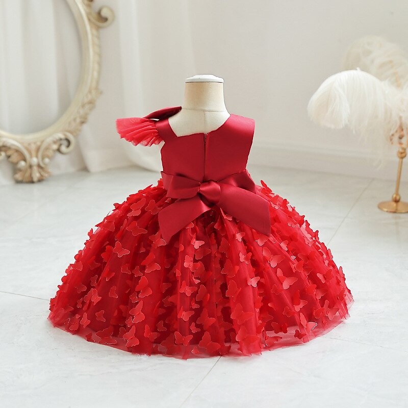Toddler Girls' Party Dress Solid Color Sleeveless Performance Wedding Cute Princess Polyester Knee-length Summer 3-7 Years Multicolor Red bean paste Champagne4