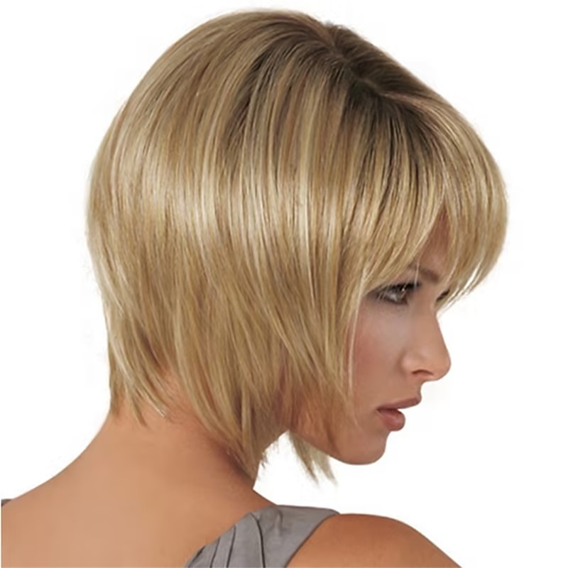 Synthetic Wig Straight Pixie Cut Machine Made Wig Short Blonde Synthetic Hair Women's Soft Party Easy to Carry Blonde3