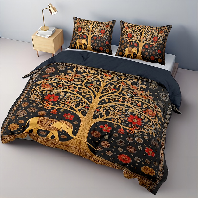 Medieval The Tree of Life Pattern Duvet Cover Set Set Soft 3-Piece Luxury Cotton Bedding Set Home Decor Gift King Queen Duvet Cover3