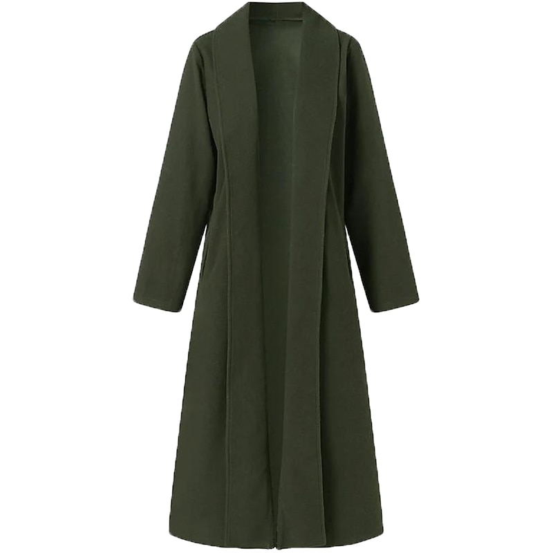 Women's Long Coat Overcoat Open Front Trench Coat Warm Winter Coat Long Sleeve with Pockets Oversize Black Army Green Gray4