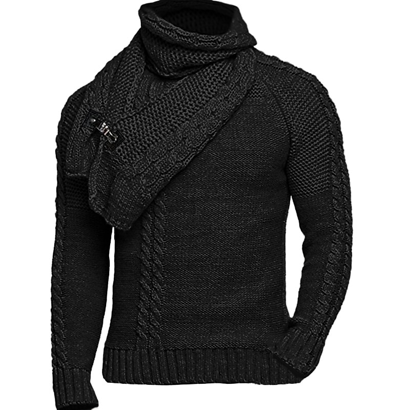 Men's Pullover Sweater Jumper Turtleneck Sweater Cropped Sweater Knit Sweater Ribbed Cable Knit Regular Button Knitted Plain Turtleneck Keep Warm Modern Contemporary Daily Wear Going out Clothing4