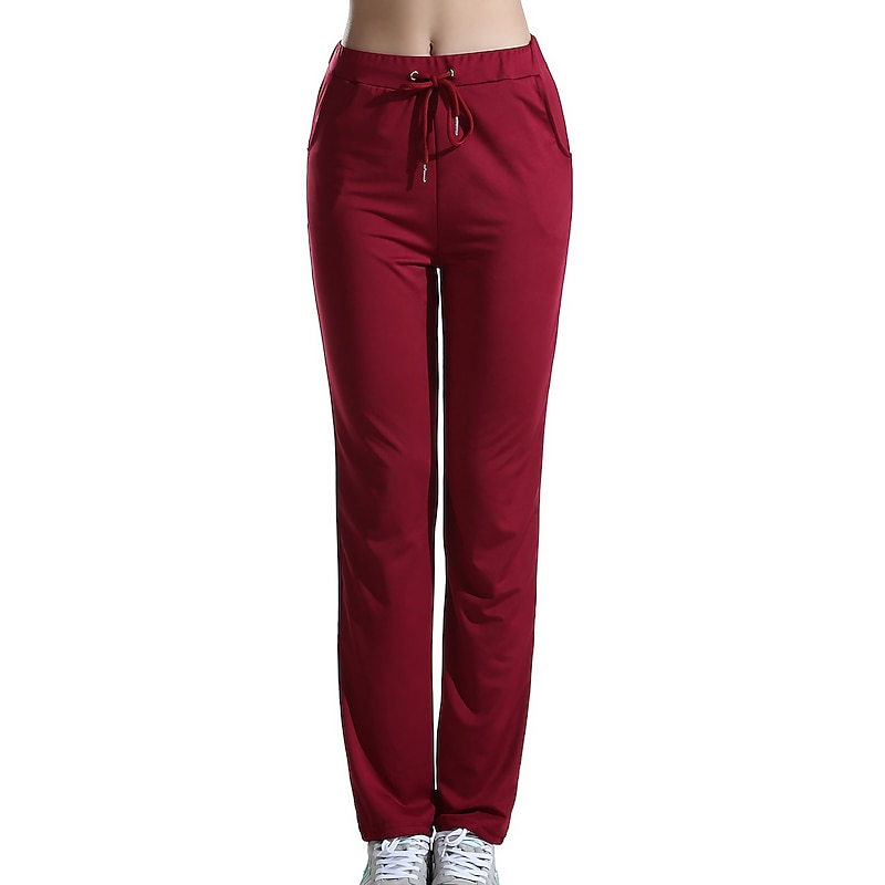 Women's Sweatpants Pants Trousers Active Fashion Streetwear Full Length High Waist Plain Pocket Drawstring High Cut Thermal Warm Comfort Soft Micro-elastic Outdoor Vacation Yoga claret Violet Navy