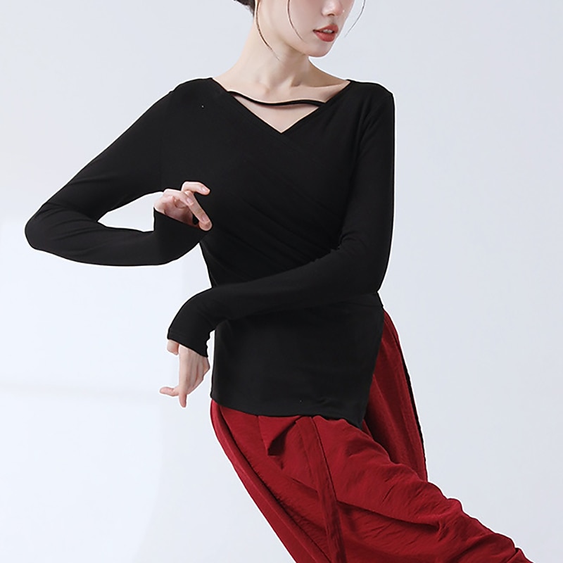 Activewear Top Pure Color Splicing Women's Performance Training Long Sleeve Polyester4