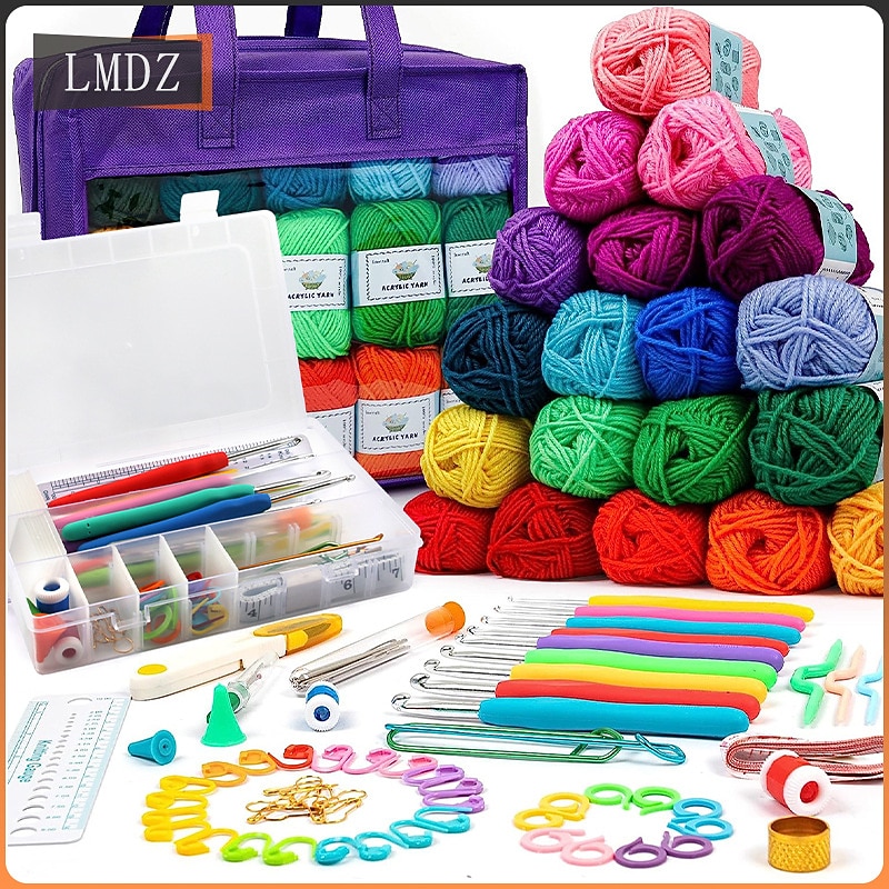 Crochet Kit for Beginners, Beginner Crochet Starter Kit with Video Tutorials, Beginner Crochet Kit for Adults Kids, Knitting Kit for Beginners