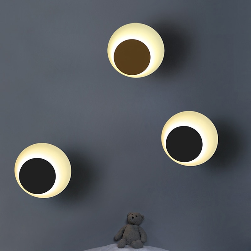 LED Wall Sconces 300° Rotatable Warm White Circle Design Indoor Wall Light Fixtures for Bedroom Bathroom Hallway Doorway Stairway 110-240V3