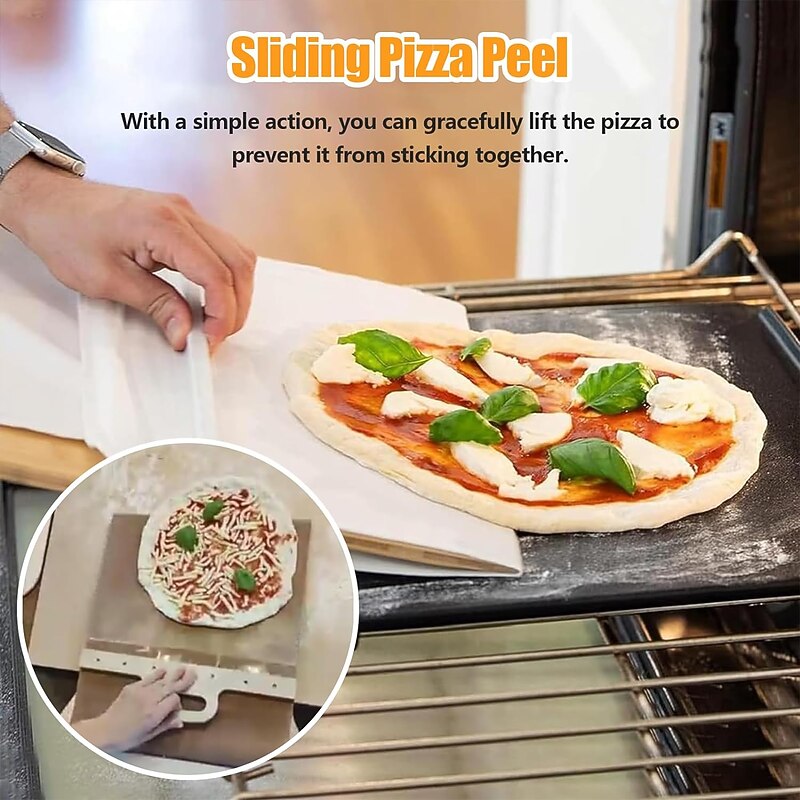 Sliding Pizza Peel - Pala Pizza Scorrevole, The Pizza Peel That Transfers Pizza Perfectly | Non-Stick, Pizza Peel Shovel With Handle, Dishwasher Safe Pizza Peel, Accessory for Pizza Ovens4