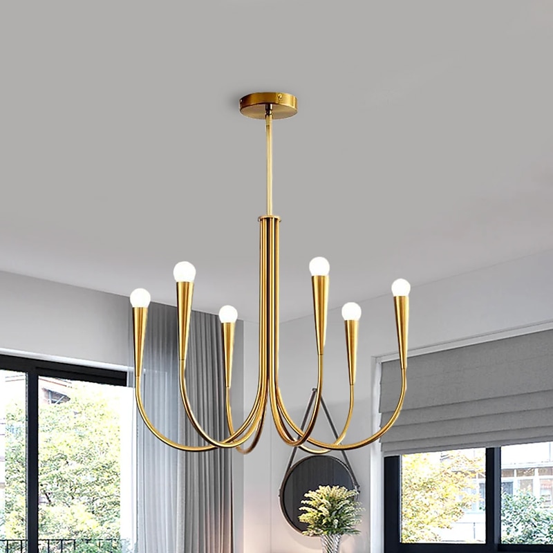 Oval Chandelier 6/9-Light High Quality Brass Modern Light Ceiling Compatible for Dining Room Dining Room 110-240V2