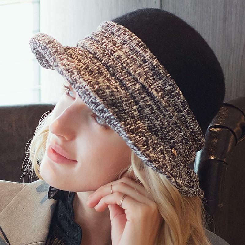 Hats 100% Wool Bowler / Cloche Hat Floppy Hat Casual Holiday Elegant British With Cap Splicing Headpiece Headwear2